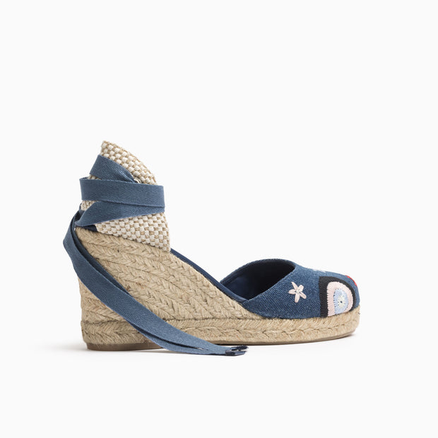 Jon Josef Tabarca Wedge Espadrille in Denim Combo