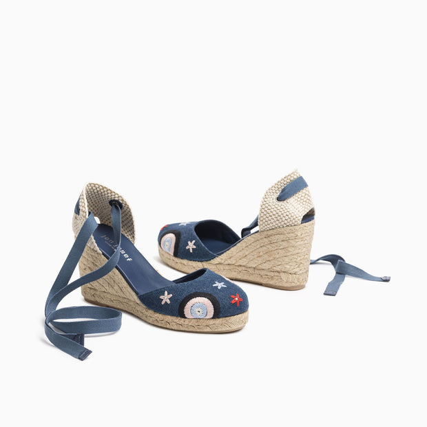 Jon Josef Tabarca Wedge Espadrille in Denim Combo