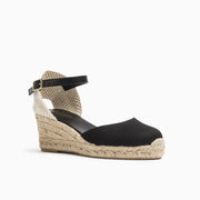 Jon Josef Tenerife Wedge Espadrille in Black Linen