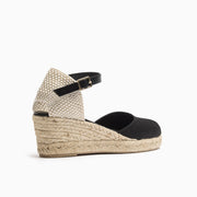 Jon Josef Tenerife Wedge Espadrille in Black Linen