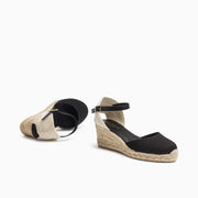 Jon Josef Tenerife Wedge Espadrille in Black Linen