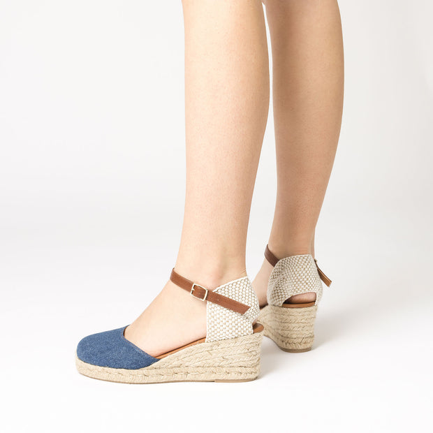 Jon Josef Tenerife Wedge Espadrille in Denim