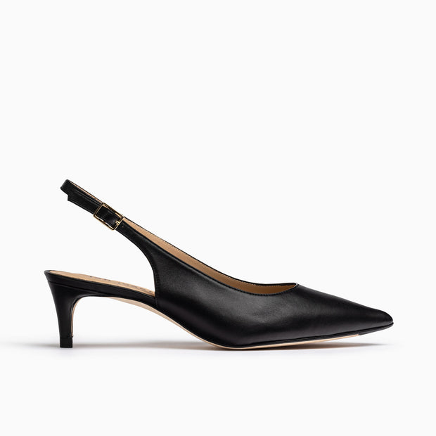 Jon Josef Tina Kitten Heel Slingback in Black Leather