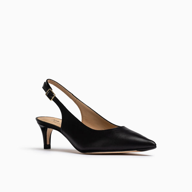 Jon Josef Tina Kitten Heel Slingback in Black Leather