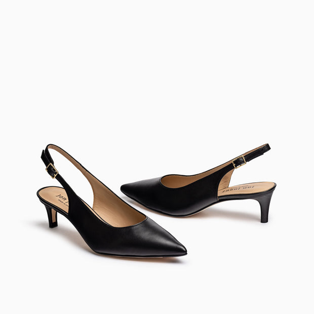 Jon Josef Tina Kitten Heel Slingback in Black Leather