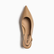 Jon Josef Tina Kitten Heel Slingback in Beige Leather