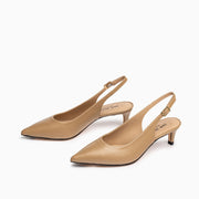 Jon Josef Tina Kitten Heel Slingback in Beige Leather