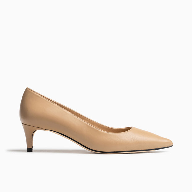 Jon Josef Tina Kitten Heel Pump in Beige Leather