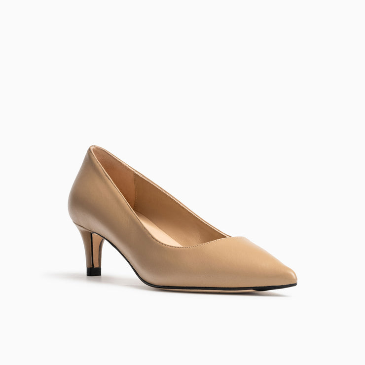 Jon Josef Tina Kitten Heel Pump in Beige Leather